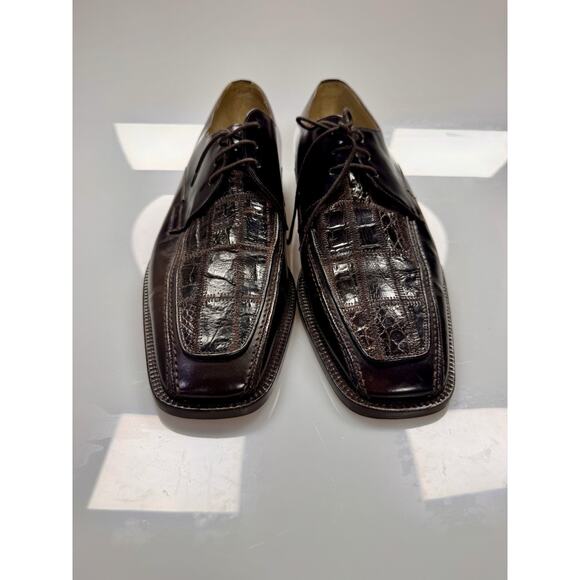 Steve Harvey Sinclair Croc Embossed Leather Derby Shoes Brown Mens 10.5 main image 6